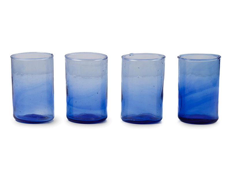 Arak Glass Dark Blue Pack of 4 9x5.5cm Minbaladeh.world